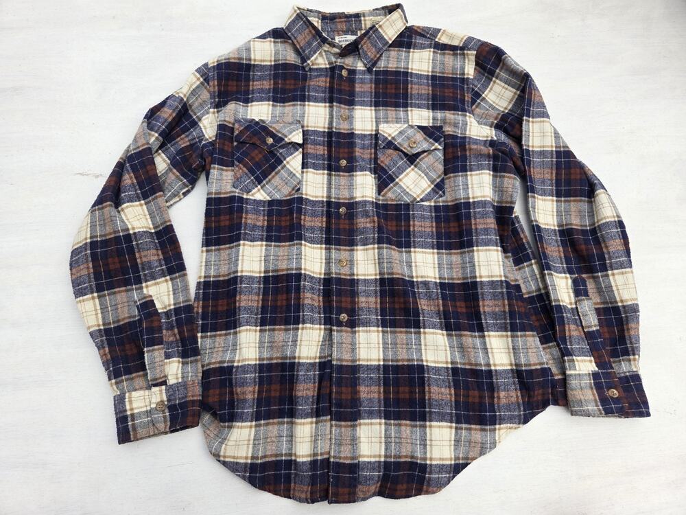 Vintage 80s Genuine Roebucks Sears Western Plaid Shirt Men's XL Tall READ